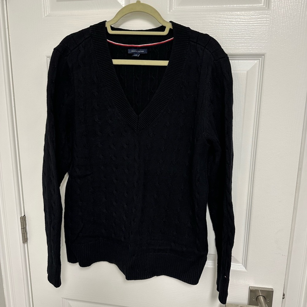 Tommy Hilfiger Black V-Neck Sweater